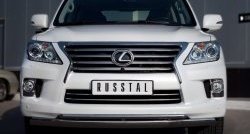 23 999 р. Защита переднего бампера (2 трубыØ75х42 и 42 мм, нержавейка) SLITKOFF Lexus LX570 J200 1-ый рестайлинг (2012-2015)  с доставкой в г. Горно‑Алтайск. Увеличить фотографию 1