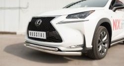 18 699 р. Защита переднего бампера (2 трубыØ63 и 42 мм, нержавейка) SLITKOFF  Lexus NX200T  Z10 (2014-2017)  с доставкой в г. Горно‑Алтайск. Увеличить фотографию 2