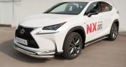 18 699 р. Защита переднего бампера (2 трубыØ63 и 42 мм, нержавейка) SLITKOFF  Lexus NX200T  Z10 (2014-2017)  с доставкой в г. Горно‑Алтайск. Увеличить фотографию 4