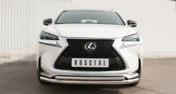 Защита переднего бампера (2 трубыØ63 и 42 мм, нержавейка) SLITKOFF Lexus NX200T Z10 (2014-2017)