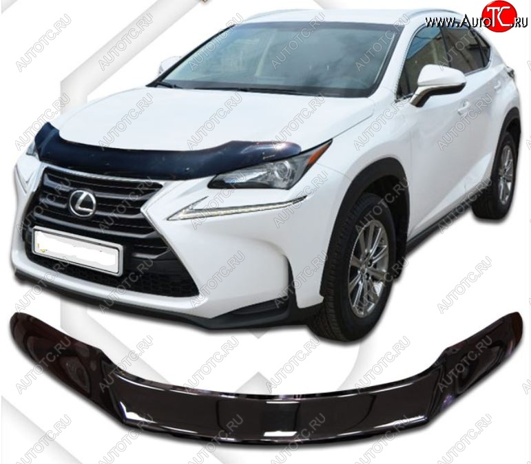 2 199 р. Дефлектор капота CA-Plastic exclusive  Lexus NX300h  Z10 (2014-2017) дорестайлинг (Classic черный, Без надписи)  с доставкой в г. Горно‑Алтайск