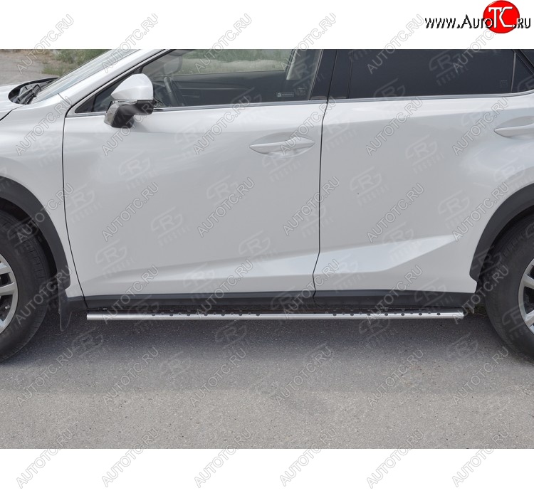 24 749 р. Пороги труба 75х42 Russtal (овал с проступью) Lexus NX300h Z10 дорестайлинг (2014-2017)  с доставкой в г. Горно‑Алтайск