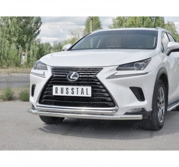 20 549 р. Защита переднего бампера (2 трубы Ø63 и 42 мм, нержавейка) SLITKOFF  Lexus NX300h  Z10 (2014-2017) дорестайлинг  с доставкой в г. Горно‑Алтайск. Увеличить фотографию 3