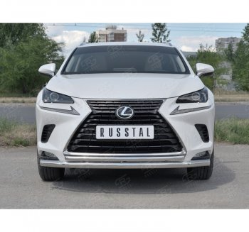 20 549 р. Защита переднего бампера (2 трубы Ø63 и 42 мм, нержавейка) SLITKOFF  Lexus NX300h  Z10 (2014-2017) дорестайлинг  с доставкой в г. Горно‑Алтайск. Увеличить фотографию 4