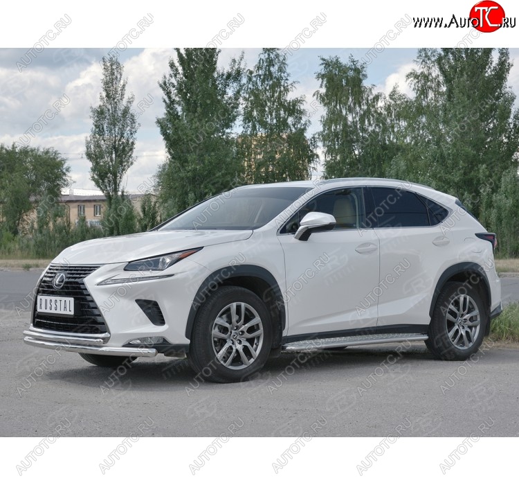 20 549 р. Защита переднего бампера (2 трубы Ø63 и 42 мм, нержавейка) SLITKOFF  Lexus NX300h  Z10 (2014-2017) дорестайлинг  с доставкой в г. Горно‑Алтайск