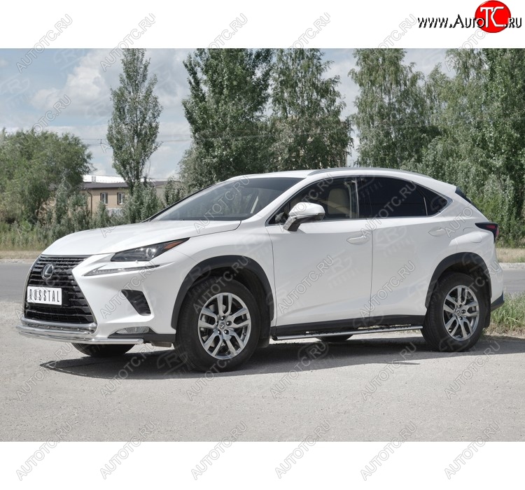 18 949 р. Защита переднего бампера (2 трубы Ø42 мм, нержавейка) SLITKOFF  Lexus NX300h  Z10 (2014-2017) дорестайлинг  с доставкой в г. Горно‑Алтайск