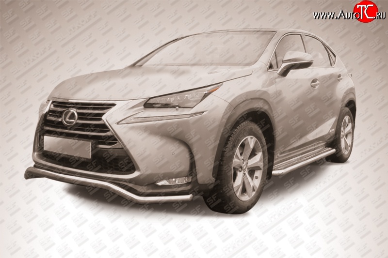 12 999 р. Фигурная защита переднего бампера диаметром 57 мм Slitkoff  Lexus NX300h  Z10 (2014-2017) дорестайлинг (Нержавейка, Полированная)  с доставкой в г. Горно‑Алтайск