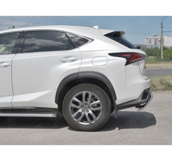 15 999 р. Защита заднего бампера (Ø42 мм волна, нержавейка) SLITKOFF Lexus NX300h Z10 дорестайлинг (2014-2017)  с доставкой в г. Горно‑Алтайск. Увеличить фотографию 2