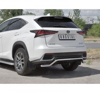 15 999 р. Защита заднего бампера (Ø42 мм волна, нержавейка) SLITKOFF Lexus NX300h Z10 дорестайлинг (2014-2017)  с доставкой в г. Горно‑Алтайск. Увеличить фотографию 3