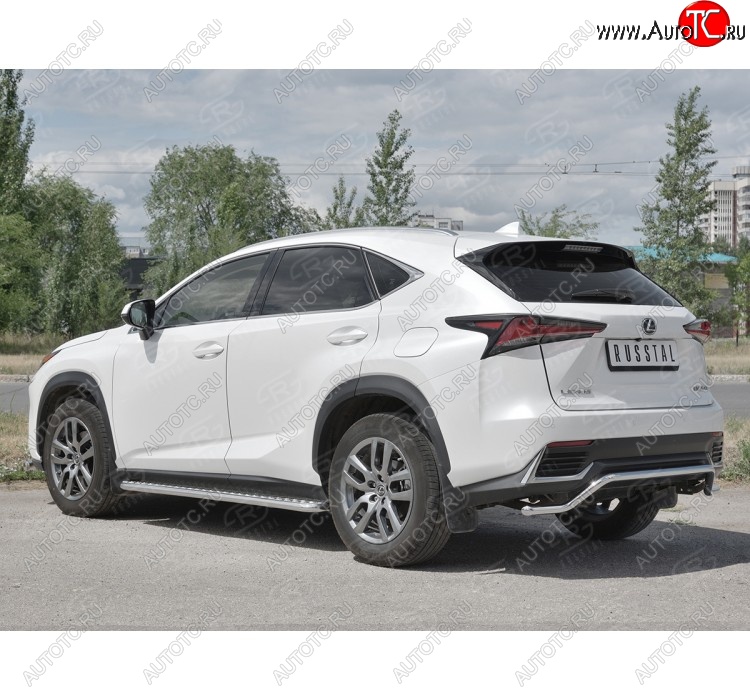 15 999 р. Защита заднего бампера (Ø42 мм волна, нержавейка) SLITKOFF Lexus NX300h Z10 дорестайлинг (2014-2017)  с доставкой в г. Горно‑Алтайск