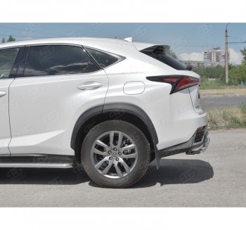 19 699 р. Защита заднего бампера (2 трубы Ø63 и 42 мм, нержавейка) SLITKOFF Lexus NX300h Z10 дорестайлинг (2014-2017)  с доставкой в г. Горно‑Алтайск. Увеличить фотографию 2