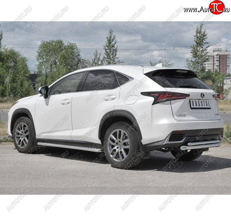 19 699 р. Защита заднего бампера (2 трубы Ø63 и 42 мм, нержавейка) SLITKOFF Lexus NX300h Z10 дорестайлинг (2014-2017)  с доставкой в г. Горно‑Алтайск