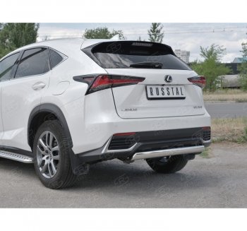 9 649 р. Защита заднего бампера (Ø75х42 мм, нержавейка) Russtal Lexus NX300h Z10 дорестайлинг (2014-2017)  с доставкой в г. Горно‑Алтайск. Увеличить фотографию 3