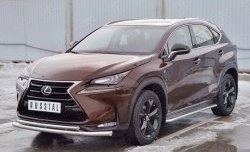 20 849 р. Защита переднего бампера (2 трубыØ63 и 42 мм, нержавейка) SLITKOFF Lexus NX200 Z10 дорестайлинг (2014-2017)  с доставкой в г. Горно‑Алтайск. Увеличить фотографию 2