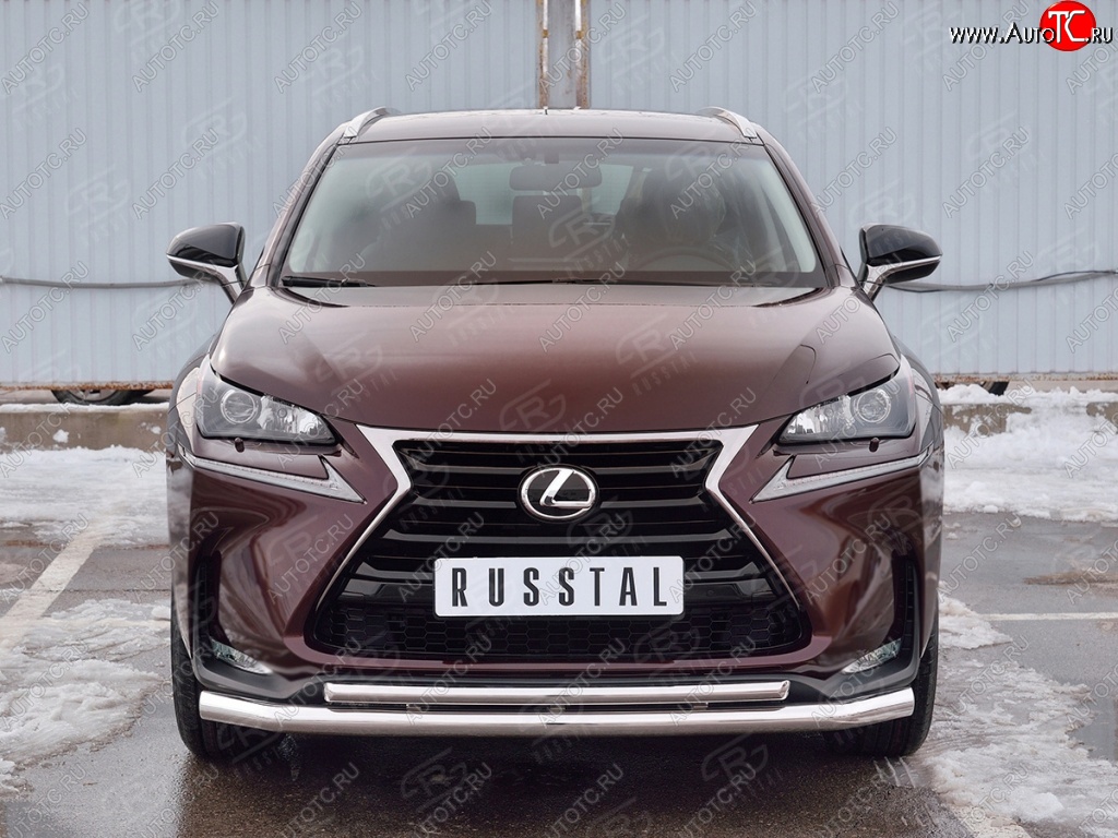 20 849 р. Защита переднего бампера (2 трубыØ63 и 42 мм, нержавейка) SLITKOFF Lexus NX200 Z10 дорестайлинг (2014-2017)  с доставкой в г. Горно‑Алтайск