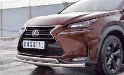 21 349 р. Защита переднего бампера (2 трубыØ63 и 75х42 мм, нержавейка) Russtal Lexus NX200 Z10 дорестайлинг (2014-2017)  с доставкой в г. Горно‑Алтайск. Увеличить фотографию 4