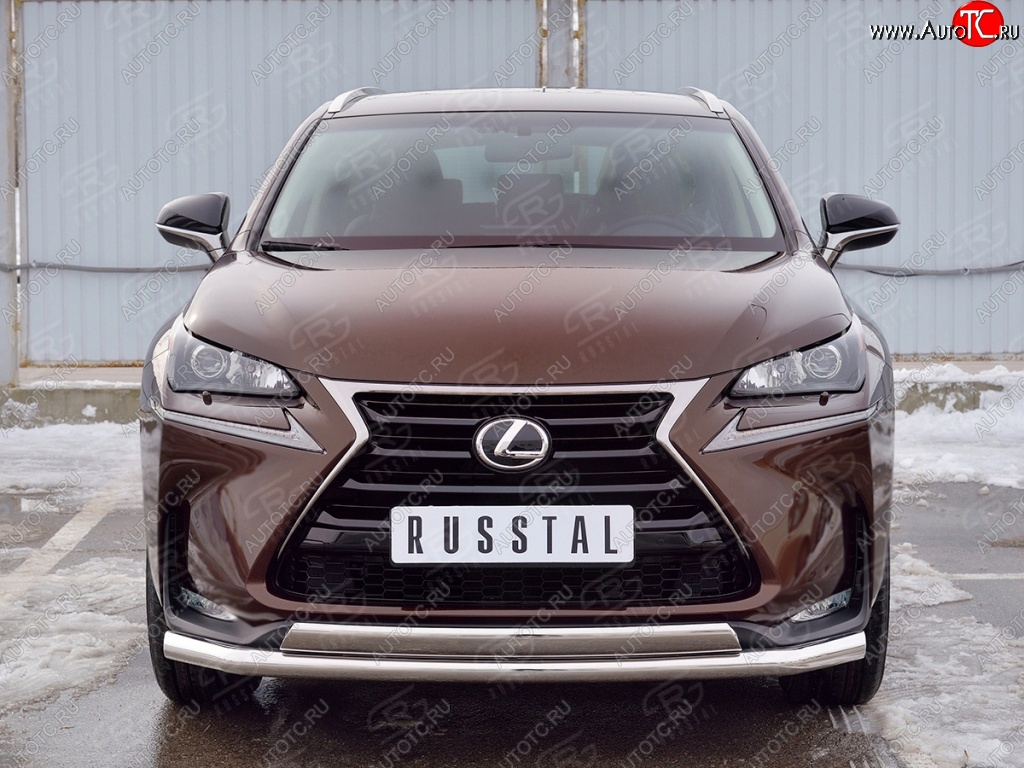 21 349 р. Защита переднего бампера (2 трубыØ63 и 75х42 мм, нержавейка) Russtal Lexus NX200 Z10 дорестайлинг (2014-2017)  с доставкой в г. Горно‑Алтайск