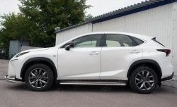 26 999 р. Порожки для ног (Ø42) SLITKOFF Lexus NX200 Z10 дорестайлинг (2014-2017) (лист - алюминий, профиль - нержавейка)  с доставкой в г. Горно‑Алтайск. Увеличить фотографию 2