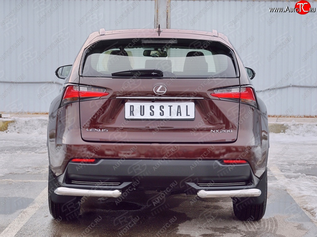 16 899 р. Защита заднего бампера (Ø63 мм уголки, нержавейка) SLITKOFF Lexus NX200 Z10 дорестайлинг (2014-2017)  с доставкой в г. Горно‑Алтайск