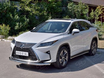 21 399 р. Защита переднего бампера (Ø63 мм, нержавейка, кроме F-Sport) SLITKOFF Lexus RX350L AL20 рестайлинг (2019-2022)  с доставкой в г. Горно‑Алтайск. Увеличить фотографию 2