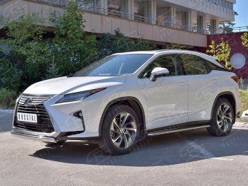 20 999 р. Защита переднего бампера (Ø75х42 мм, нержавейка, кроме F-Sport) Russtal Lexus RX350L AL20 рестайлинг (2019-2022)  с доставкой в г. Горно‑Алтайск. Увеличить фотографию 2