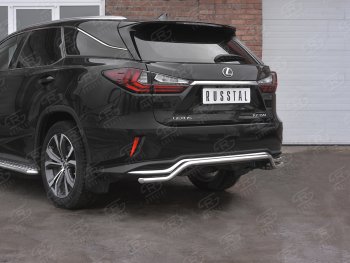 15 799 р. Защита заднего бампера (Ø42 мм волна, нержавейка, NOT F-SPORT) SLITKOFF  Lexus RX350L  AL20 (2017-2022) дорестайлинг, рестайлинг  с доставкой в г. Горно‑Алтайск. Увеличить фотографию 2