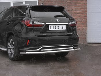 22 499 р. Защита заднего бампера (Ø63 и 42 мм, нержавейка, NOT F-SPORT) SLITKOFF Lexus RX350L AL20 дорестайлинг (2017-2019)  с доставкой в г. Горно‑Алтайск. Увеличить фотографию 2