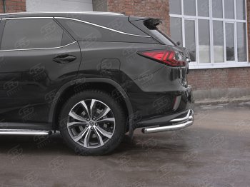 22 499 р. Защита заднего бампера (Ø63 и 42 мм, нержавейка, NOT F-SPORT) SLITKOFF Lexus RX350L AL20 дорестайлинг (2017-2019)  с доставкой в г. Горно‑Алтайск. Увеличить фотографию 3