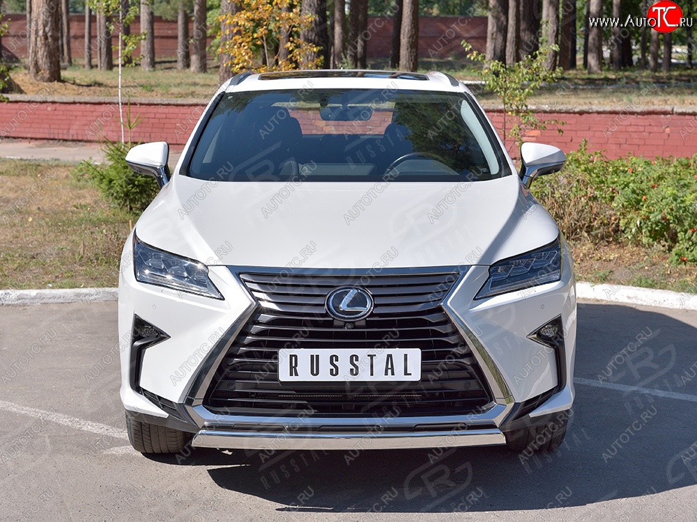 15 649 р. Защита переднего бампера (Ø75х42 мм, нержавейка) Russtal Lexus RX 200T AL20 дорестайлинг (2015-2017)  с доставкой в г. Горно‑Алтайск