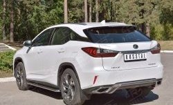 17 999 р. Защита заднего бампера (Ø42 мм волна под машину, нержавейка) SLITKOFF  Lexus RX  200T (2015-2017) AL20 дорестайлинг  с доставкой в г. Горно‑Алтайск. Увеличить фотографию 2