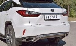 17 999 р. Защита заднего бампера (Ø42 мм волна под машину, нержавейка) SLITKOFF  Lexus RX  200T (2015-2017) AL20 дорестайлинг  с доставкой в г. Горно‑Алтайск. Увеличить фотографию 3