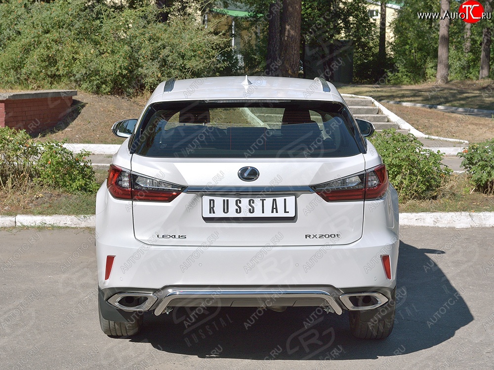 17 999 р. Защита заднего бампера (Ø42 мм волна под машину, нержавейка) SLITKOFF  Lexus RX  200T (2015-2017) AL20 дорестайлинг  с доставкой в г. Горно‑Алтайск