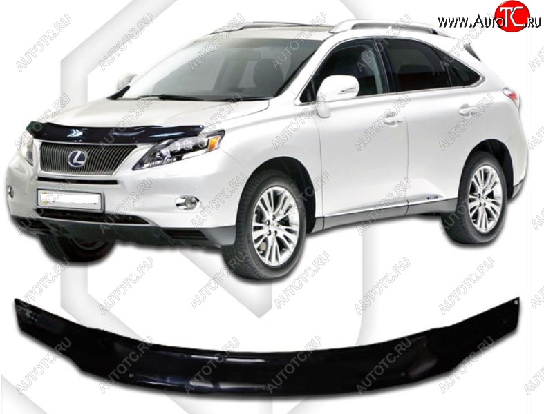 1 989 р. Дефлектор капота CA-Plastic  Lexus RX270  AL10 (2010-2012) дорестайлинг (Classic черный, Без надписи)  с доставкой в г. Горно‑Алтайск