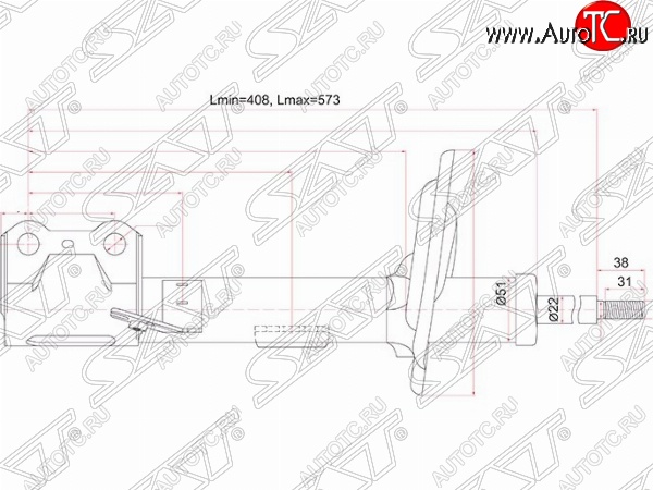 4 699 р. Правый амортизатор передний SAT Lexus RX350 AL10 дорестайлинг (2008-2012)  с доставкой в г. Горно‑Алтайск