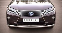 17 999 р. Защита переднего бампера (2 трубыØ63 и 42 мм, нержавейка) SLITKOFF Lexus RX450H AL10 дорестайлинг (2009-2012)  с доставкой в г. Горно‑Алтайск. Увеличить фотографию 2