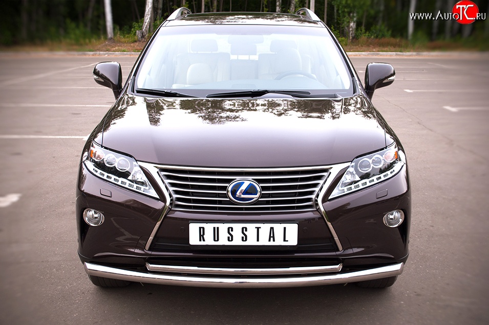 17 999 р. Защита переднего бампера (2 трубыØ63 и 42 мм, нержавейка) SLITKOFF Lexus RX450H AL10 дорестайлинг (2009-2012)  с доставкой в г. Горно‑Алтайск