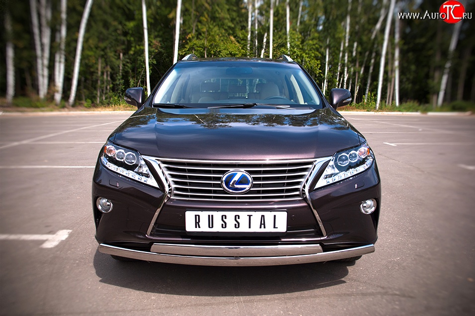 24 999 р. Защита переднего бампера (2 трубыØ75х42 мм, нержавейка) Russtal Lexus RX450H AL10 дорестайлинг (2009-2012)  с доставкой в г. Горно‑Алтайск