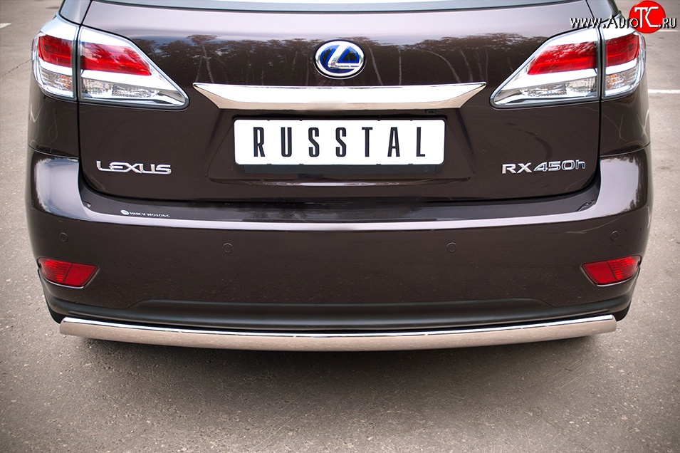 16 849 р. Защита заднего бампера (Ø75x42 мм, нержавейка) Russtal Lexus RX350 AL10 дорестайлинг (2008-2012)  с доставкой в г. Горно‑Алтайск