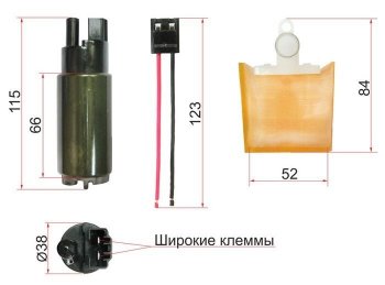 Насос топливный SAT (12V, 3,8BAR, 110L) Lexus RX300 (XU10), RX330 (XU30), RX350 (XU30), RX400H (XU30), Toyota Aristo (1), Brevis, Chaser, Cresta (X90,  X100), Crown (S170,  S180), Mark 2 (X90,  X100,  Blit), Supra, Verossa