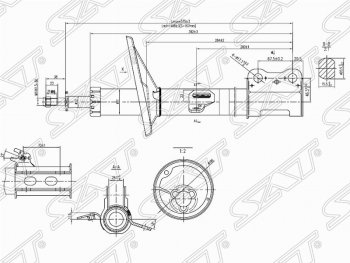 Правый амортизатор передний SAT Lexus (Лексус) RX300 (РХ)  XU10 (1995-2001), Toyota (Тойота) Harrier (Хариер)  XU10 (1997-2003)