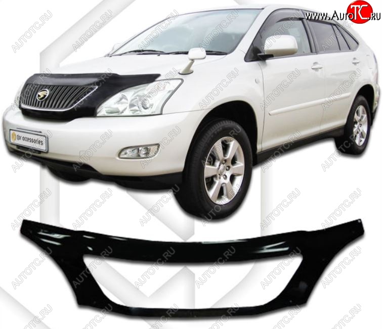 2 899 р. Дефлектор капота CA-Plastiс exclusive Lexus RX330 XU30 (2003-2006) (Classic черный, Без надписи)  с доставкой в г. Горно‑Алтайск