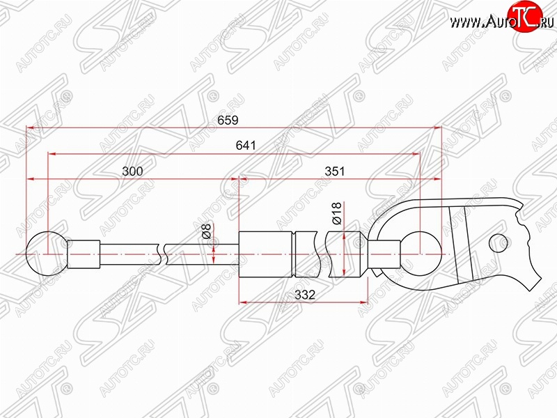 1 099 р. Газовый упор капота SAT  Lexus RX330  XU30 (2003-2006), Lexus RX350  XU30 (2003-2006), Lexus RX400H  XU30 (2005-2009), Toyota Harrier  XU30 (2003-2013)  с доставкой в г. Горно‑Алтайск