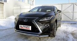 Двойная защита переднего бампера из труб диаметром 57 и 42 мм Slitkoff Lexus (Лексус) RX350 (РХ)  AL20 (2015-2019) AL20 дорестайлинг