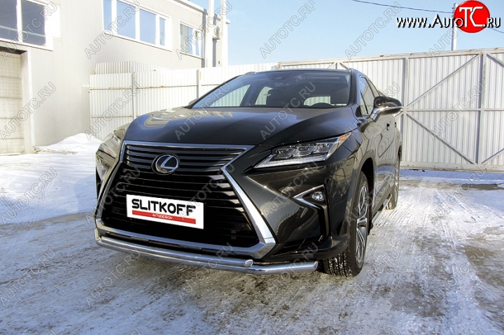 18 999 р. Двойная защита переднего бампера из труб диаметром 57 и 42 мм Slitkoff  Lexus RX350  AL20 (2015-2019) дорестайлинг (Нержавейка, Полированная)  с доставкой в г. Горно‑Алтайск