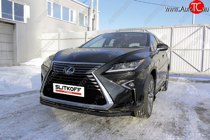 13 199 р. Защита переднего бампер Slitkoff  Lexus RX350  AL20 (2015-2019) дорестайлинг (Цвет: серебристый)  с доставкой в г. Горно‑Алтайск