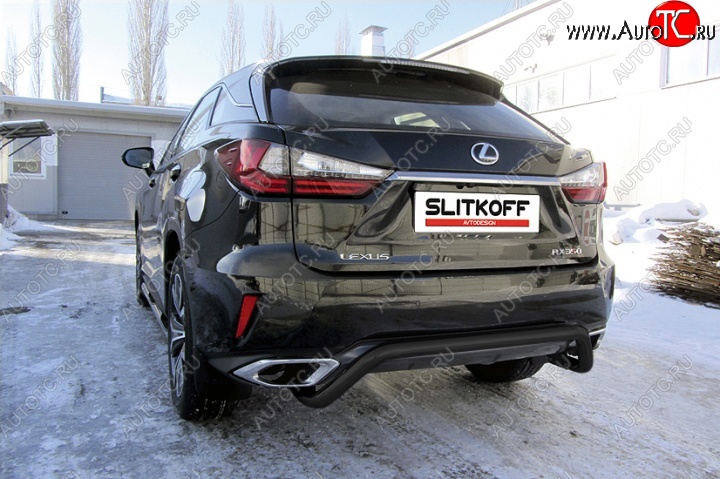 12 549 р. Защита задняя Slitkoff Lexus RX350 AL20 дорестайлинг (2015-2019) (Цвет: серебристый)  с доставкой в г. Горно‑Алтайск