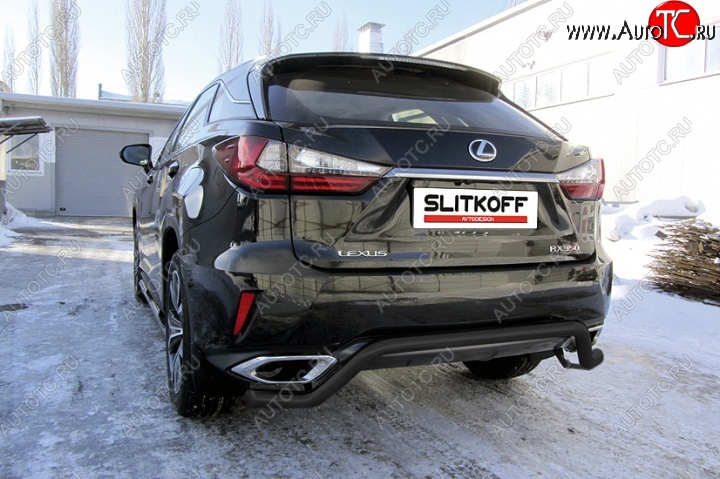 11 299 р. Защита задняя Slitkoff  Lexus RX350  AL20 (2015-2019) дорестайлинг (Цвет: серебристый)  с доставкой в г. Горно‑Алтайск