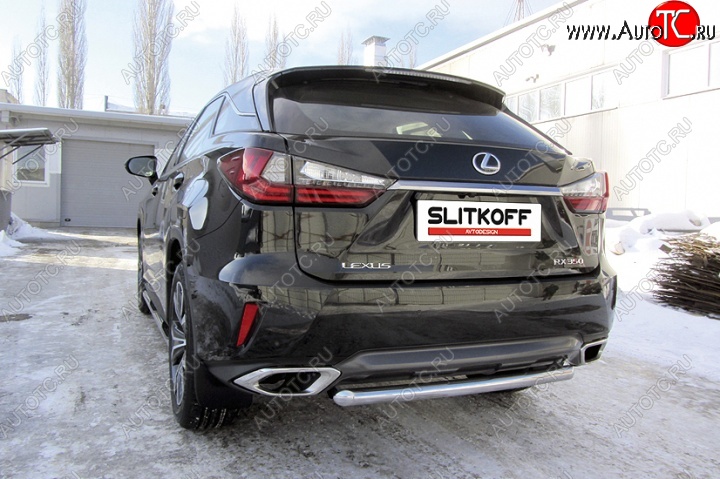 12 799 р. Защита заднего бампера из короткой трубы диаметром 57 мм Slitkoff  Lexus RX350  AL20 (2015-2019) дорестайлинг (Нержавейка, Полированная)  с доставкой в г. Горно‑Алтайск