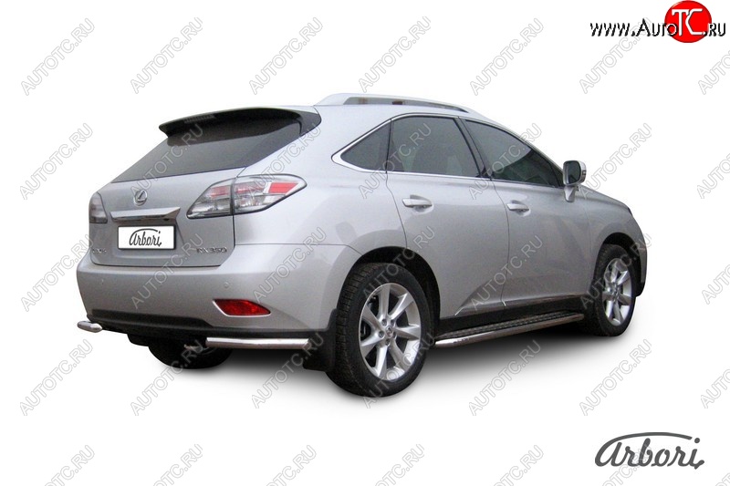 12 509 р. Защита заднего бампера Arbori (уголки, нержавейка, 1 труба d57 mm). Lexus RX350 AL10 дорестайлинг (2008-2012)  с доставкой в г. Горно‑Алтайск