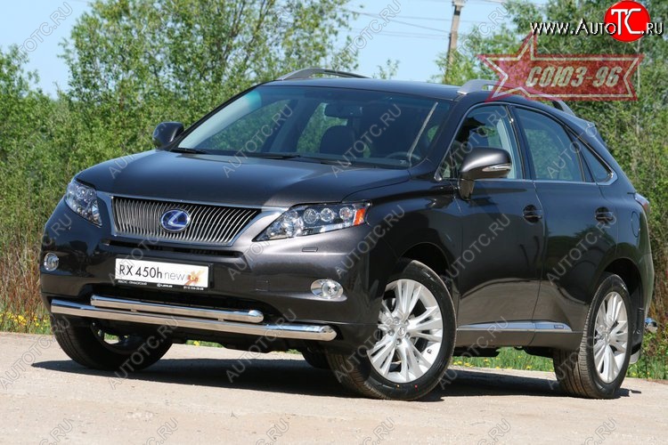 28 709 р. Защита переднего бампера двойная Souz-96 (d76/60) Lexus RX450H AL10 дорестайлинг (2009-2012)  с доставкой в г. Горно‑Алтайск